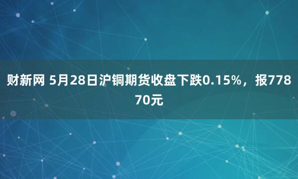 财新网 5月28日沪铜期货收盘下跌0.15%，报77870元