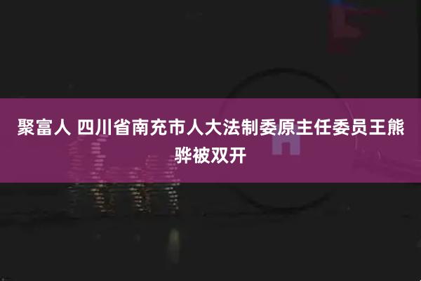 聚富人 四川省南充市人大法制委原主任委员王熊骅被双开