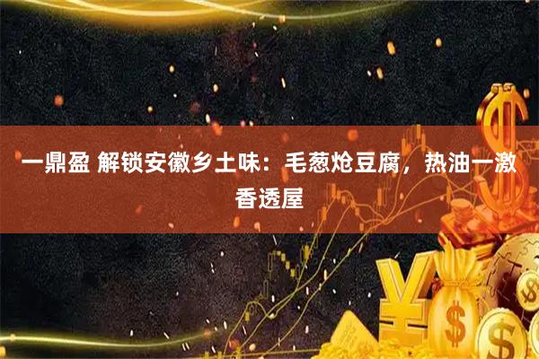 一鼎盈 解锁安徽乡土味：毛葱炝豆腐，热油一激香透屋
